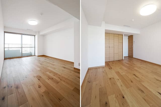 部屋Bの壁紙変更前。今は一面だけ黒壁で、書斎として使用。