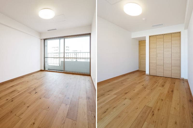 部屋Aの壁紙変更前。大きなクローゼットがあります。