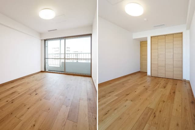 部屋Aの壁紙変更前。大きなクローゼットがあります。