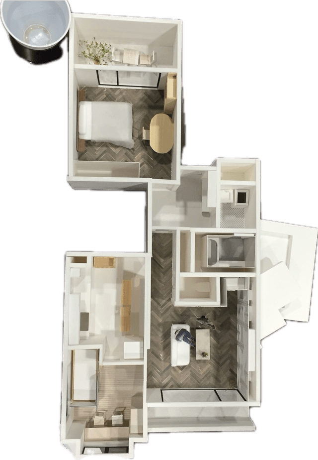 リノベーション時の模型（間取りと空間イメージのための掲載です。特にキッチンと子供部屋は完成時と異なりますので写真を参照下さい
）