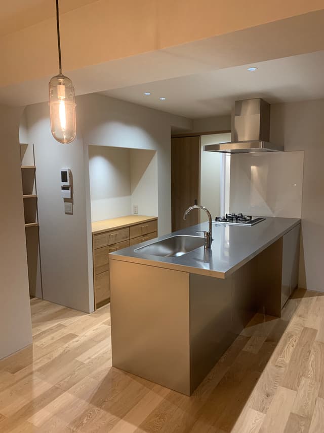 キッチンはオールステンレスのバイブレーション仕上げです。