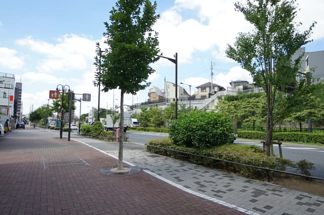 駅までの道です。歩行者と自転車が分かれています。車もそこまで多くはありません。