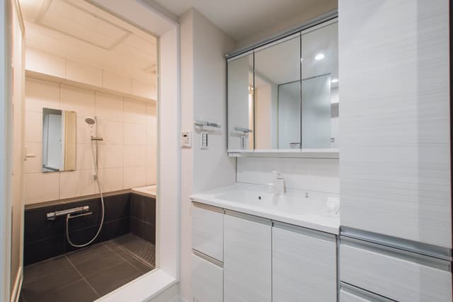 洗面台は収納が充実しています。