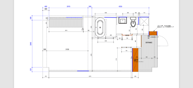 図面。

物件の面積は40㎡とコンパクトながらもワンルームにすることで一般的な物件よりも開放感のある部屋に。

※Safari2024年4月号にて掲載歴有り。