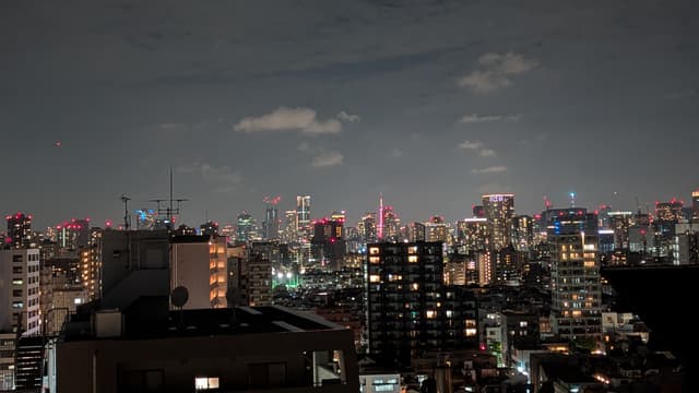 屋上から、北側を見ると東京タワーが望めます。