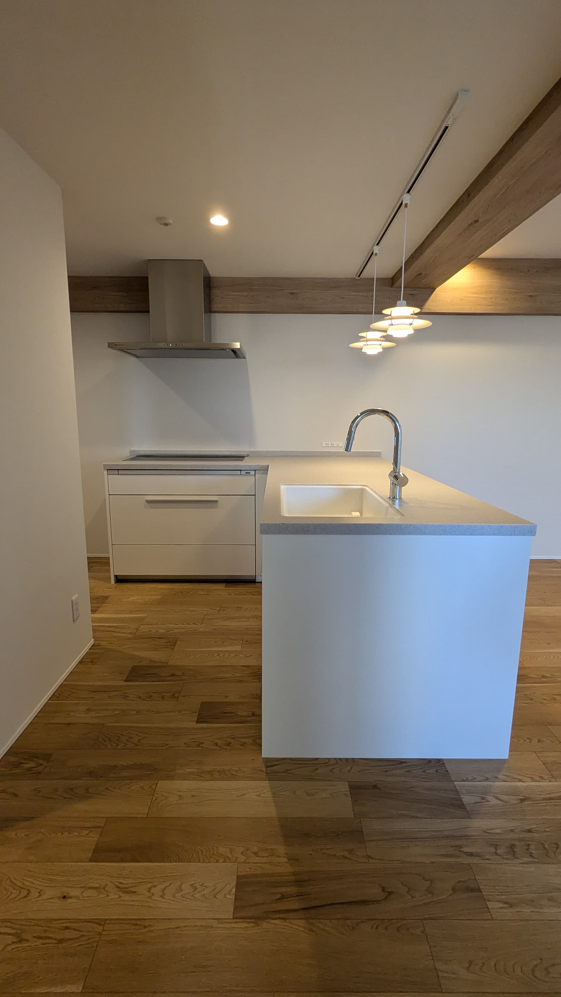 Panasonic L Classのカウンターキッチンです。Panasonic製の食洗器は大きくはないものの、二人暮らしには十分です。