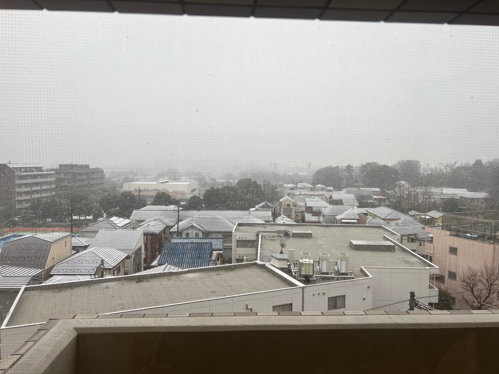 雪の日のバルコニーからの様子です。