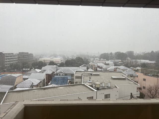 雪の日のバルコニーからの様子です。