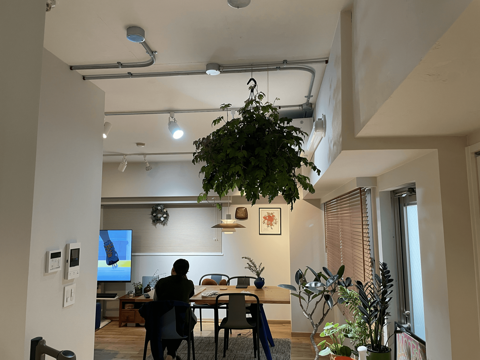 玄関方向から撮影したリビング。