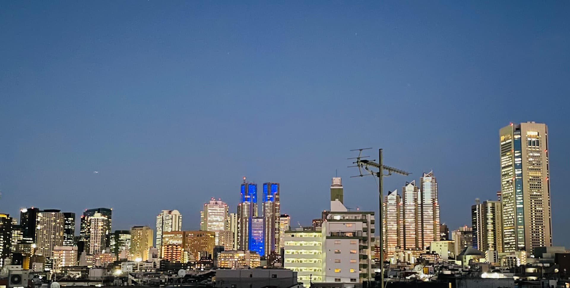 パブリックエリアからは西新宿の夜景が一望でき綺麗です。