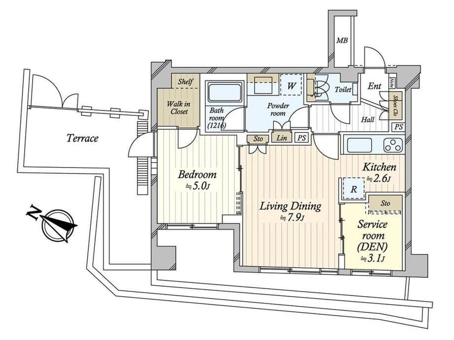 リフォーム前の図面。広々したテラスが購入の決め手でした。