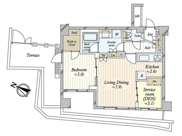 リフォーム前の図面。広々したテラスが購入の決め手でした。