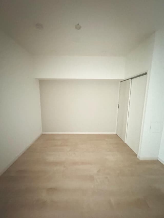 寝室：セミダブルを置いても余裕です！奥には意外と広いウォークインクローゼットがあります