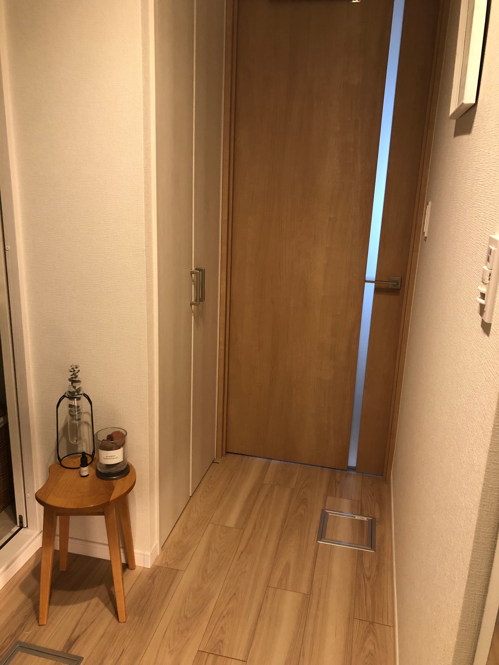 廊下。大きな収納があって掃除機や季節物家電など収納できて便利です。