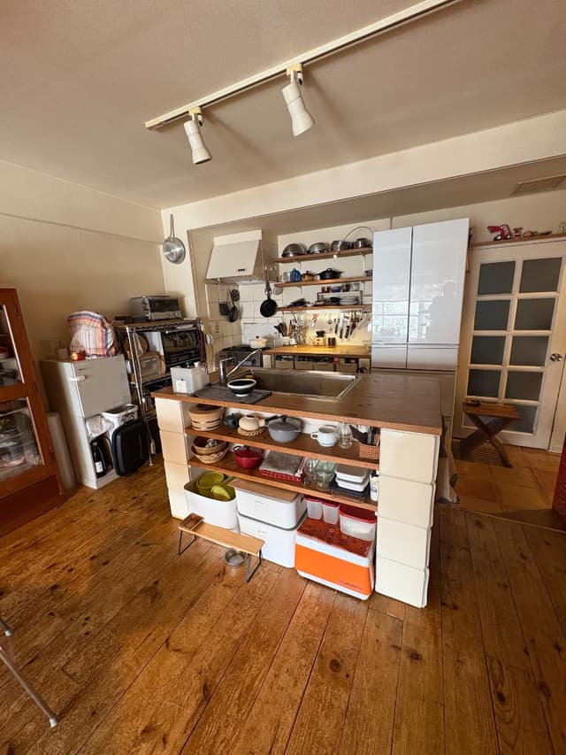 アイランドキッチン。何を飾るかはご自由に。