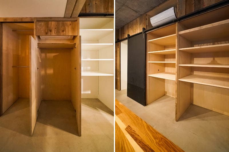 とにかく収納が多い！リビングの壁面は全て収納になっていてなんでもしまえます