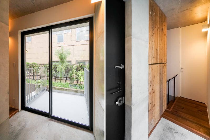 玄関。入ってすぐにベランダがあり、光がとても入ります