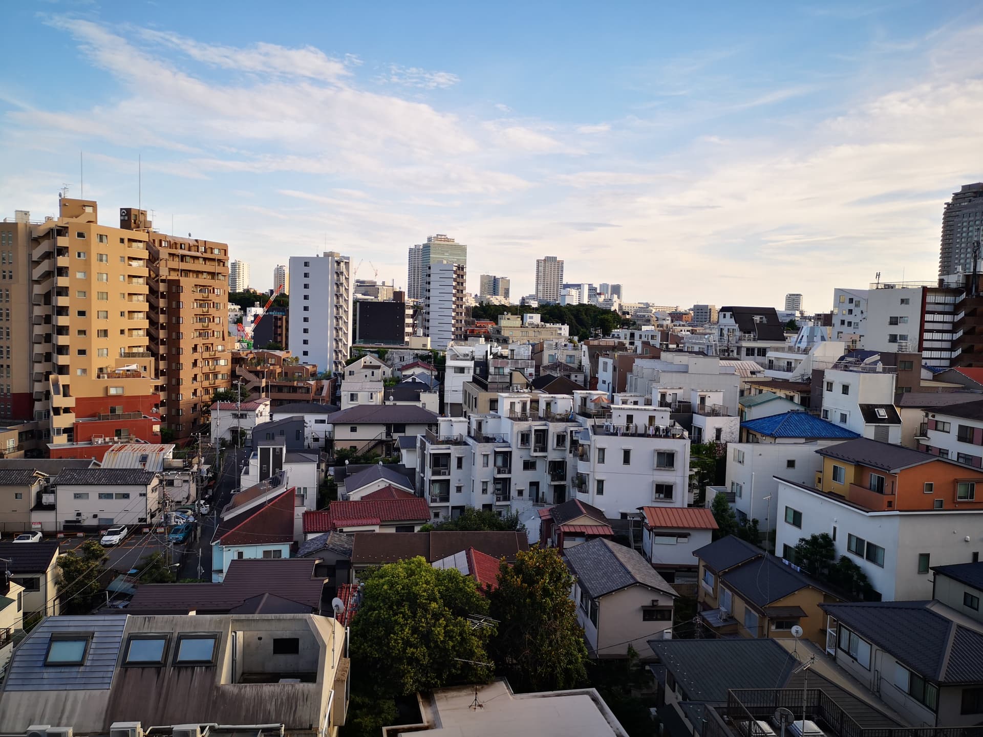 南向きバルコニー正面。何も遮るものはありません。
正面に見える緑が白金の自然教育園です